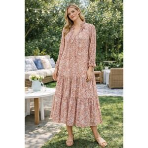 FP1 Free People Feeling Groovy Maxi Dress Size XS Oversized Red Floral Boho